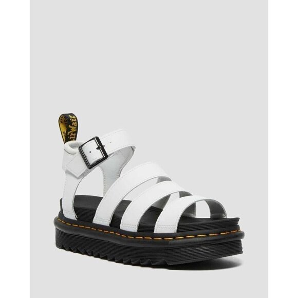 Doc Dr. Martens Blaire Flatform White Leather Sandals Women's Size 8 39 UK 6 New - Picture 1 of 6